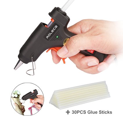 Hot Glue Gun with 30pcs Melt Glue Sticks Aoleca High Temperature Melting Adhesive Glue Gun Kit for DIY Small Craft and Quick Repairs in Home & Office (20-watt, Black)