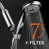 HotelSpaUltra-Luxury 7-Setting Handheld Shower with Patented ONOFF Pause Switch Adjustable Bracket Hose and RS 2 Shower Filter Multi Function Shower-Head purifies water and removes chlorine