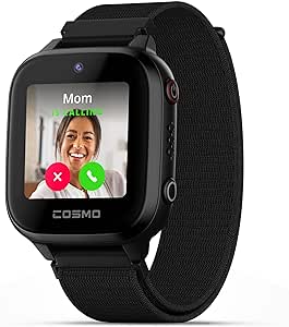 JrTrack 3 SE Smart Watch for Kids by Cosmo | Phone Watch & GPS Tracker for Children Ages 6-12 | Calling, Texting, GPS Tracking, Camera, School Mode | SOS & Safety Alerts | SIM Card Included | (Black)