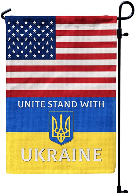 Ukraine Garden Flag,USA American Garden Flags, Unite Stand with Ukraine Ukrainian National Emblem Flags
