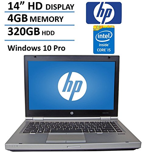 HP 14" HD Elitebook 8470P Business Laptop Computer, Intel Dual Core i5 2.6Ghz Processor, 4GB Memory, 320GB HDD, DVD, VGA, RJ45, Windows 10 Professional (Certified Refurbished)