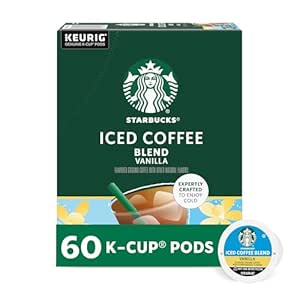 Starbucks K-Cup Coffee Pods, Iced Coffee Blend, Vanilla Naturally Flavored Coffee for Keurig Coffee Makers, 100% Arabica, 6 Boxes (60 Pods Total)