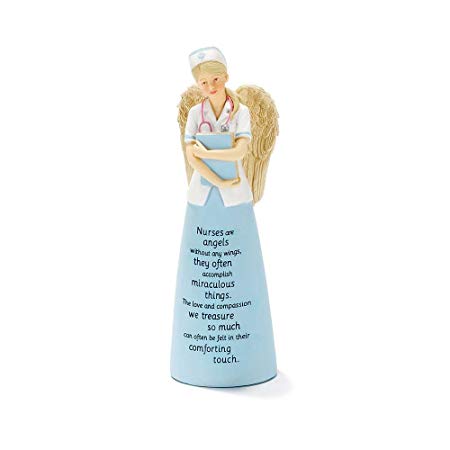 Nurses are Angels Without Wings Blue 6 Inch Resin Tabletop Angel Figurine