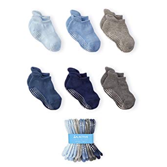 LA Active Grip Ankle Socks - 6 Pairs - Baby Toddler Kids Boys Girls Non Slip/Anti Skid