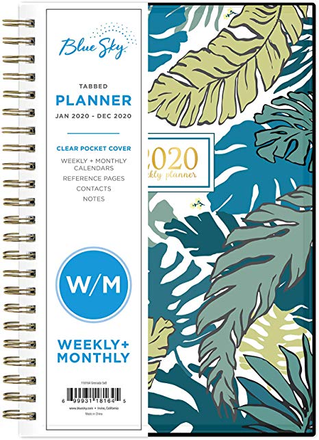 Blue Sky 2020 Weekly & Monthly Planner, Flexible Cover, Twin-Wire Binding, 5" x 8", Grenada