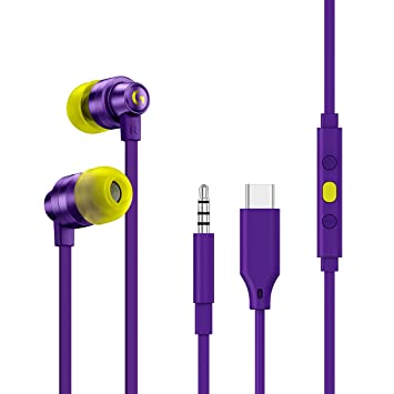 Logitech G333 Wired Gaming in Ear Earphones with Gaming-Grade Dual Drivers with USB-C Adapter & in-line Mic and Volume Control with 3.5mm aux - Purple