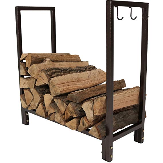 Sunnydaze Firewood Log Rack, Indoor/Outdoor Wood Storage Holder for Fireplace, Bronze, 30 Inch