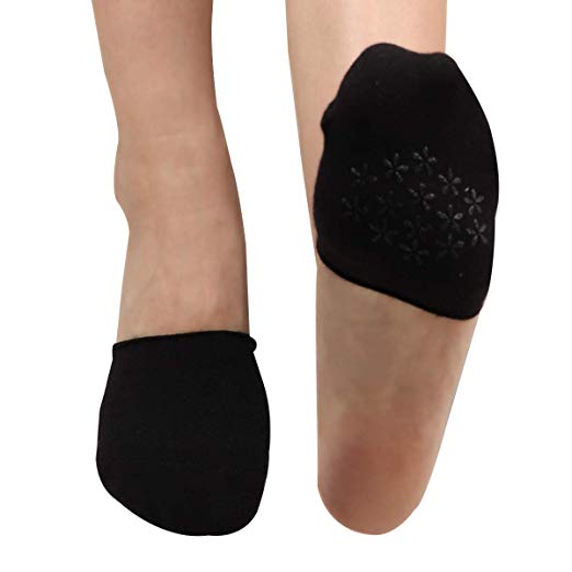 TETIBA Women’s Premium Cotton Mule Clog Toe Topper No Show Half Liner Socks With Non-skid Bottom 2 to 5 pairs