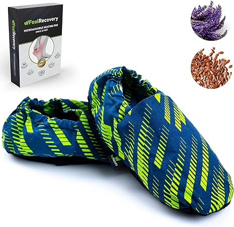 Microwavable Heated Slippers - Microwave Boots for Cold Feet - Warmies Slippers - Foot Warmer for Aching Feet - Washable Cover, 100% Cotton Fabric and Lavender (Sport, L/XL)