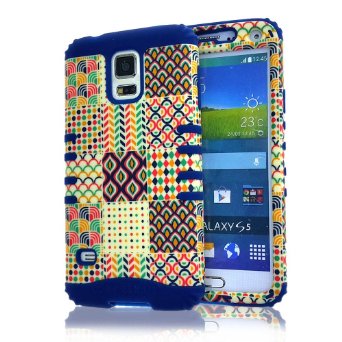 Galaxy S5 Case, Samsung Galaxy S5 Case - Hybrid Three Layer Armor Defender Case Cover Shock-Absorption / Impact Resistant Bumper for Galaxy S5 / Galaxy i9600 (Cool Patterns)