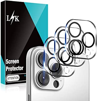 3 Pack LϟK Compatible for iPhone 13 Pro 6.1 inch and iPhone 13 Pro Max 6.7 inch Camera Lens Protector HD Clear Tempered Glass Protector, Scratch-Resistant, Easy Installation - Black Circle