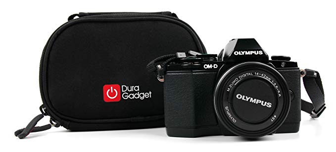 DURAGADGET Shock-Absorbing & Ultra-Portable Compact Camera Carry Case in Black Neoprene for Olympus OM-D EM10