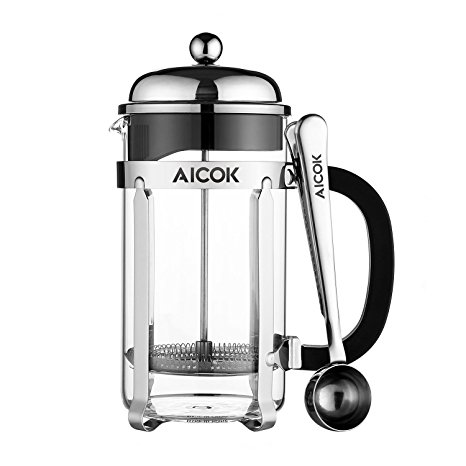 Aicok French Press Coffee Tea and Espresso Maker Cafetière 8 Cup 34 Oz Glass