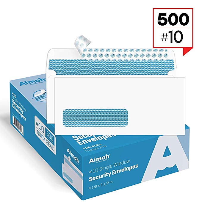 1000#10 Single Left Window SELF Seal Security Envelopes - Super Strong Quick-Seal Self Sealing Closure, Security Tinted, Size 4-1/8 x 9-1/2 Inches, 24 LB - 1000 Count (35210)