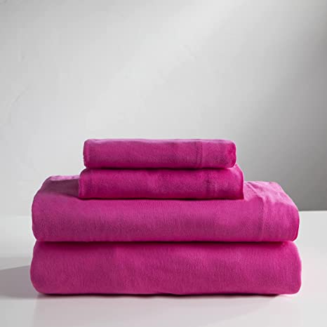 Baltic Linen Jersey Cotton Sheet Set, Queen, Bright Pink, 4 Piece
