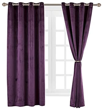 Cherry Home 52-Inch-by-96-Inch Velvet Blackout Grommet Curtain Panel, Purple