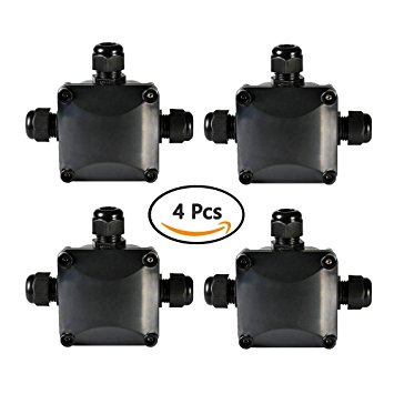 ATPWONZ Junction Box IP68 Waterproof 3 Way Cable Connectors Outdoor / External Electrical Junction Box Ø 5.5mm-10.2mm Pack of 4