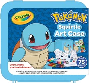 Crayola Pokémon Squirtle Coloring Art Case (71  pcs), Kids Art Set, Coloring Pages and Markers, Pokemon Toys, Holiday Gift for Kids, 4