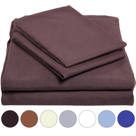 Balichun 1800 4-Piece Bed Sheet Bedding Set 100 Brushed Hypoallergenic Microfiber with Deep Pocket Fitted Sheet Super SoftEasy CareQueenKingQueen Chocolate