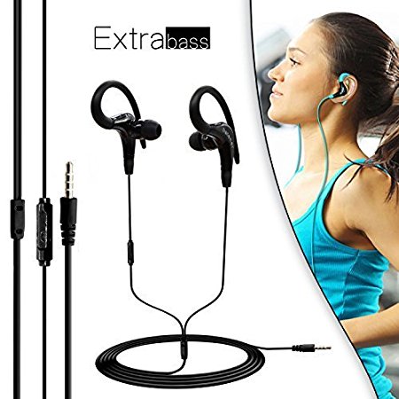 Bluelark(TM) Super Bass Portable 3.5mm In-Ear Sport Headphone Voice-access Musical Sport Earphone Subwoofer Headset Compatible with Cell Phones, PC and MP3/MP4 for Audiophile (Black) by BlueLark