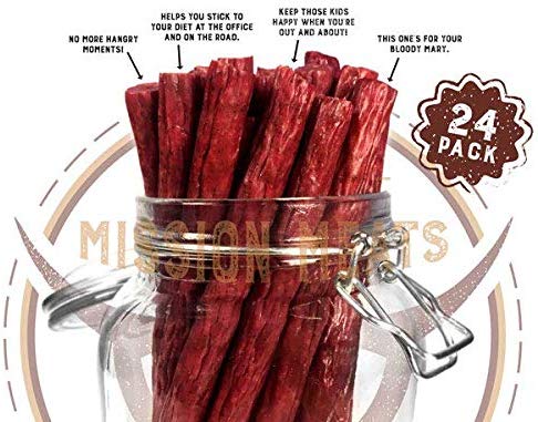 Mission meats Keto Sugar Free Grass-Fed Beef Snacks Sticks|Non-GMO Gluten Free MSG Free Healthy Natural Meat Sticks Beef Jerky