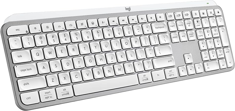 Logitech MX Keys S - Wireless Keyboard, Low Profile,Fluid Precise Quiet Typing, Programmable Keys, Backlighting, Bluetooth, USB C Rechargeable, Windows PC, Linux, Chrome, Mac - Pale Grey