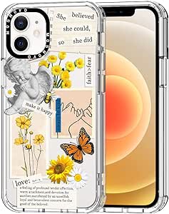 MOSNOVO for iPhone 12 & iPhone 12 Pro Case, [Buffertech 6.6 ft Drop Impact] [Anti Peel Off] Clear Shockproof TPU Protective Bumper Phone Cases Cover with Vintage Collage Art Design