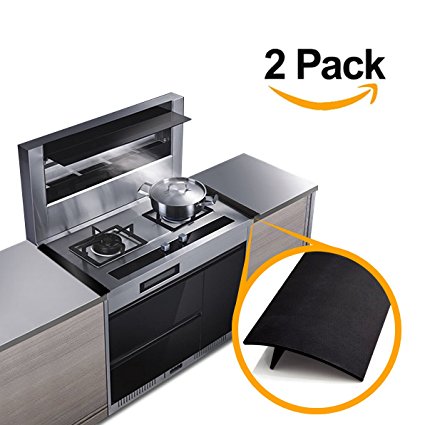 Linda's Silicone Kitchen Stove Counter Gap Cover Long & Wide Gap Filler (2 Pack) Seals Spills Between Counters, Stovetops, Washing Machines, Oven, Washer, Dryer | Heat-Resistant and Easy Clean (Black)