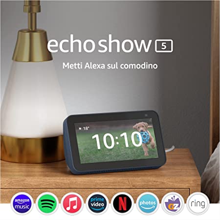 Echo Show 5 (2ª generazione, modello 2021) | Schermo intelligente con Alexa e telecamera da 2 MP | Blu notte