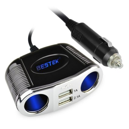BESTEK 2-Socket Cigarette Lighter Power Adapter DC Outlet Splitter 31A Dual USB Car Charger for iPhone6s66 PlusiPad Samsung Galaxy S6S6 Edge and More