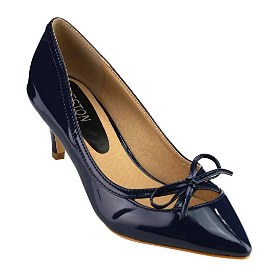 Beston GB80 Women's Pointed Toe Low Heels Bowknot Deco Pump