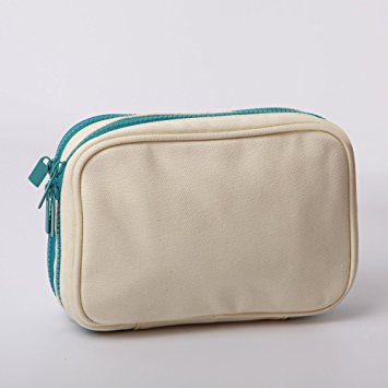 Waterproof Canvas Velet Jewelry & Accessories Travel Organizer Bag Case for Necklace Bracelet Earrings Ring (Natural)