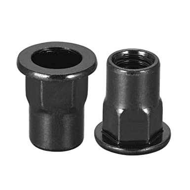 uxcell M8 Rivet Nuts, Thread Half Hexagonal Carbon Steel Zinc-Plated Flat Head Threaded Insert Nut Black 20Pcs