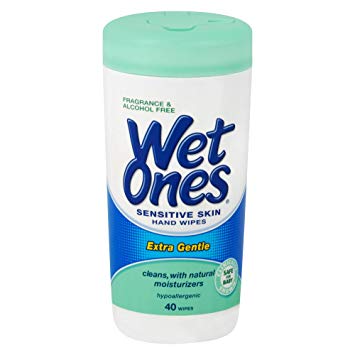 WET ONES Sensitive Skin Moist Wipes Extra Gentle 40 Each (Pack of 2)