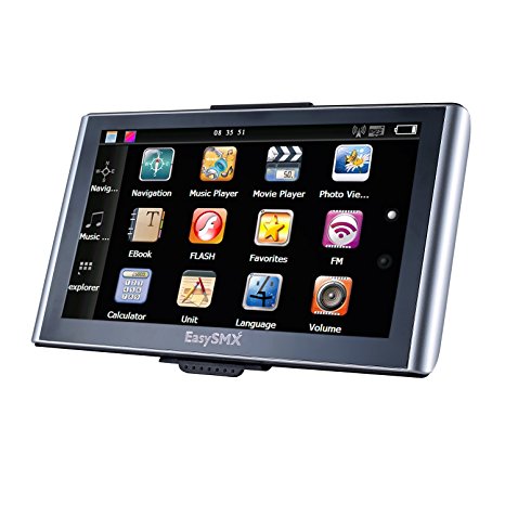 [Father's Day Gift] EasySMX 739 GPS Navigation 7 Inch TFT LCD Touch Screen Preloaded Maps Music/Movie Player Multi-language Compatible with Window XP(Silver)