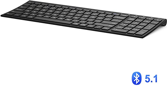 iClever BK10 Bluetooth Keyboard, Multi Device Keyboard Rechargeable Bluetooth 5.1 with Number Pad Ergonomic Design Full Size Stable Connection Wireless Keyboard for Mac OS, Android, Windows