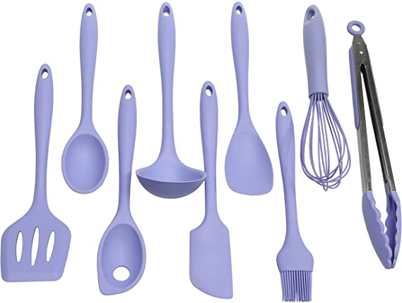 Chef Craft Premium Silicone Kitchen Tool and Utensil Set, 9 Piece, Pastel Blue