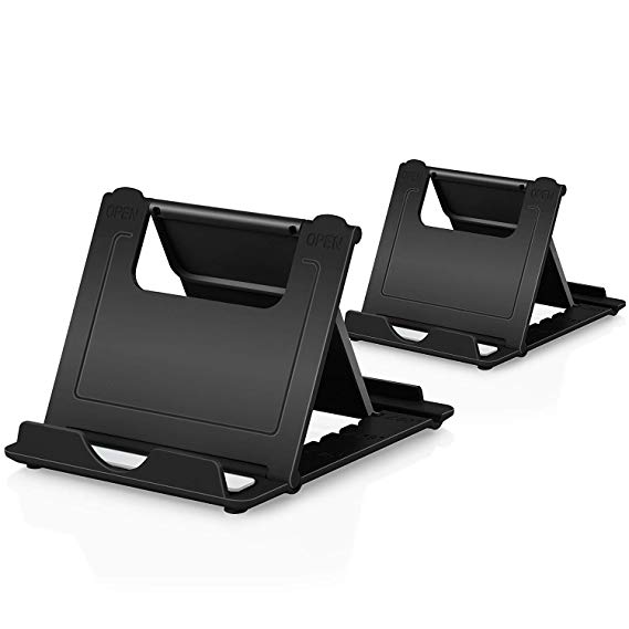 Phone Stand, 2Pack Cellphone Holder Tablet(6-10")stands Foldable Multi-angle for desk lightweight Desktop Dock Cradle Compatible for iPhone Xs Max XR 8 Plus 6 7 6S X 5 Samsung Galaxy S10 S9 S8 S7 Edge