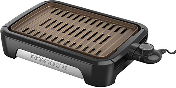 George Foreman GFS0090SB Family Size Open Grate Smokeless Grill, 90 Sq. In, Black
