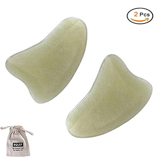 Scraping Massage Tool, Jade Gua Sha Board for Graston SPA Acupuncture Therapy Trigger Point Treatment on Face Arm Foot (2 pcs Triangle)