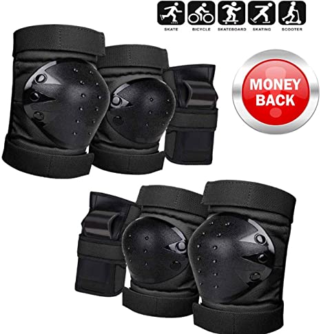Protective Gear Set for Kids/Youth/Adult Knee Pads Elbow Pads Wrist Guards for Skateboarding Rollerblading Roller Skating Cycling Bike BMX Bicycle Scootering 3Pairs