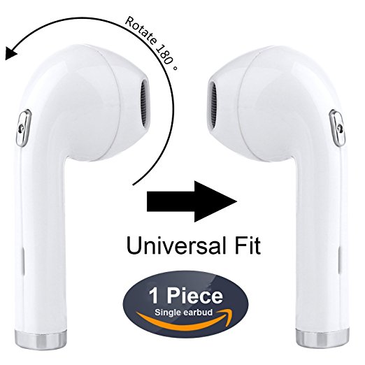 QANGEL Bluetooth Earbuds,180°Rotation Fit for Left and Right Ear,Wireless Hands-free Sport IN-EAR Earphone Cordless Bluetooth V4.1Headset Headphone with Mic for Apple iPhone 8 X 7 7Plus ( 1 PC White)