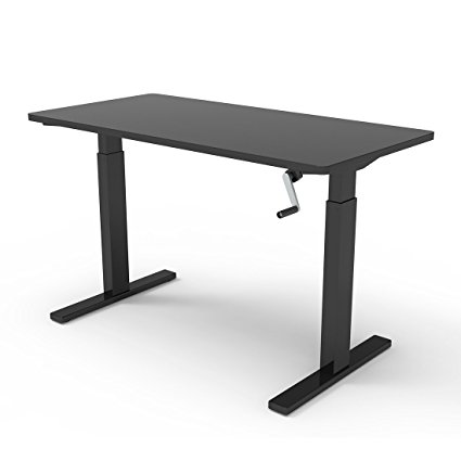 FlexiSpot 48" Crank Standing Desk Sit Stand Desk With Black Top Adjustable Height Desk (Black Frame   Black Top)