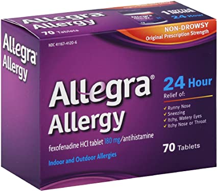 Allegra Allergy 24 Hour Tablets, 180 mg Each Long-Lasting Fast-Acting Antihistamine for Noticeable Relief from Indoor and Outdoor Allergy Symptoms (70 Count) (Pack of 2)