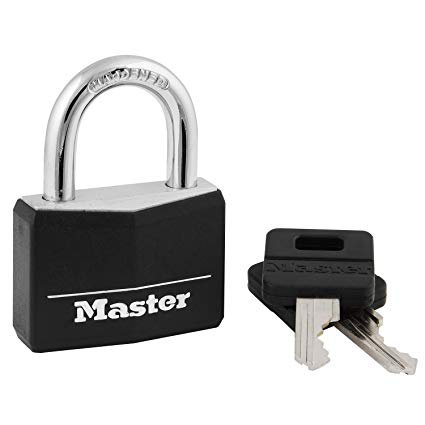 Master Lock Padlock, Covered Aluminum Lock, 1 9/16 in. Wide, Black, 141D