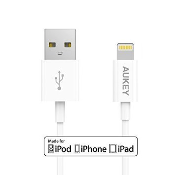 iPhone 6s Cable Aukey APPLE MFI CERTIFIED USB Sync and Charging Lightning Cable for iPhone 6s6s Plus66 Plus5C iPad 4th Gen iPad Air iPad Mini and more 1m White