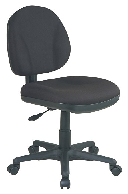 Office Star Sculptured Thick Padded Seat and Back with Built-in Lumbar Support Task Chair without Arms, Black