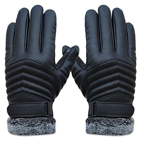 TOOPOOT(TM) Anti Slip Men Thermal Winter Sports Leather Touch Screen Gloves