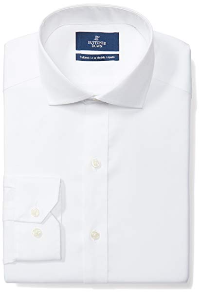 BUTTONED DOWN Men's Tailored Fit Cutaway-Collar Solid Pinpoint Non-Iron Dress Shirt