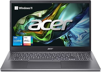 Acer Aspire 5 15 Slim Laptop | 15.6" FHD (1920 x 1080) IPS | Intel Core i5-1335U | Intel Iris Xe Graphics | 16GB LPDDR5 | 512GB Gen 4 SSD | Wi-Fi 6E | USB4/Thunderbolt 4 | Backlit KB | A515-58M-54LG